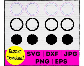 Scalloped Circle Earring Cut File | Scalloped Hoop | Jewelry | Instant Download | Commercial Use | Template | Cricut | Silhouette | LaserCut