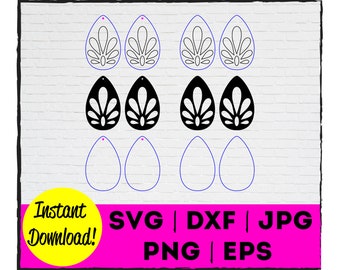 Teardrop Flower Cut Out Earring Cut File | Instant Download | Commercial Use | Template | Cricut | Silhouette | Laser | Cut | Earring