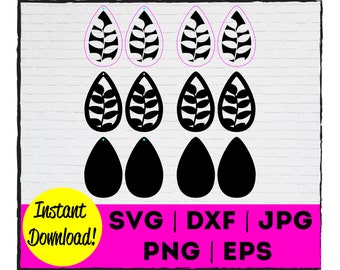 Teardrop Earring Cut File | Leaf Earring | Instant Download | Commercial Use | Template | Cricut | Silhouette | Laser | Cut | Earring
