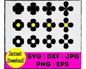 Flower Shape Files | Flower SVG | Flower Shapes | Flower Clipart | 4 Petal Flowers | Instant Download | Cricut | Silhouette | Laser
