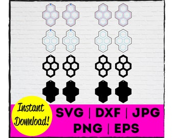 Honeycomb Earring Cut File | Pendant | Jewelry | Instant Download | Commercial Use | Template | Cricut | Silhouette | Laser | Cut