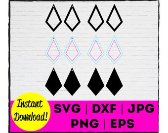 Modern Diamond Earring Cut File | Instant Download | Commercial Use | Template | Cricut | Silhouette | Laser | Cut | Earring | Jewelry