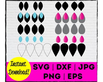 Leaf and Teardrop Earring Cut File Bundle | Leaf Earring | Instant Download | Commercial Use | Template | Cricut | Silhouette | Laser