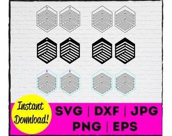 Modern Geometric Cube Earring Cut File | Instant Download | Commercial Use | Template | Cricut | Silhouette | Laser | Cut | Earring