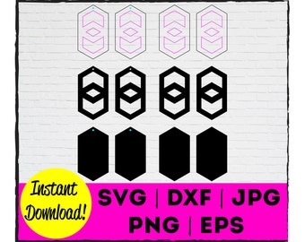 Geometric Earring Cut File | Instant Download | Commercial Use | Template | Cricut | Silhouette | Laser | Cut | Earring | Jewelry