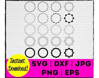 Geometric Frame Files | Circle Frame SVG | Badge Shapes | Label Shapes | Clipart | Instant Download | Cricut | Silhouette | Laser