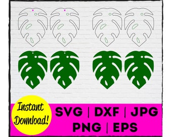 Monstera Earring Cut File | Palm Leaf Earrings | Instant Download | Commercial Use | Template | Cricut | Silhouette | Laser | Cut