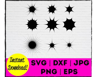 Starburst Shape Files | Starburst SVG | Splat Shapes | Starburst Clipart | Instant Download | Cricut | Silhouette | Laser