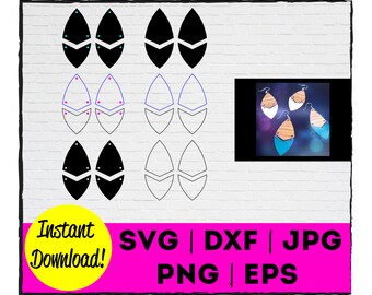 Split Leaf Earring Cut File | Instant Download | Commercial Use | Template | Cricut | Silhouette | Laser | Cut | Earring