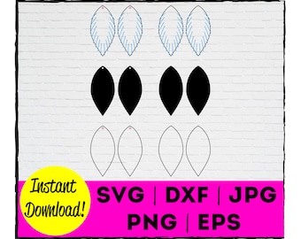 Feather Leaf Earring Cut File | Instant Download | Commercial Use | Template | Cricut | Silhouette | Laser | Cut | Earring