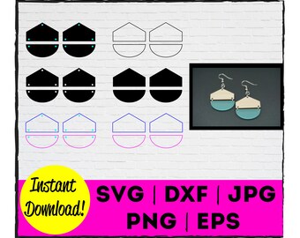 Geometric Earring Cut File | Instant Download | Commercial Use | Template | Cricut | Silhouette | Laser | Cut | Earring