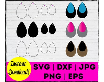 Stacked Teardrop Earring Cut File | Instant Download | Commercial Use | Template | Cricut | Silhouette | Laser | Cut | Earring | Jewelry