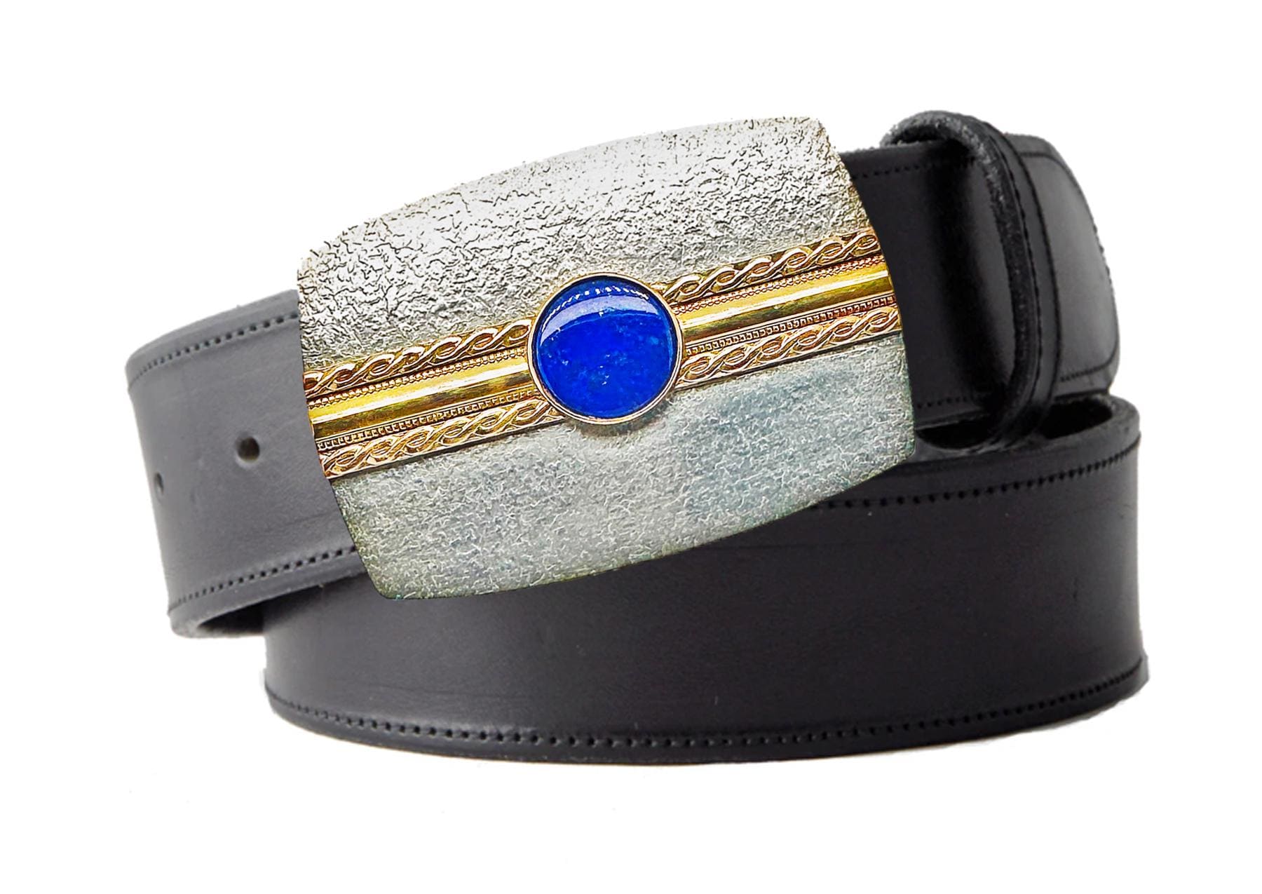 Huge Vintage Buckle w/ Prong Set Lapis Glass & Jet Faceted Rhinestone Lapis Belt Buckle - Etsy Ireland main image 2