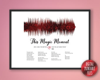 This Magic Moment, Custom Sound Wave and Lyrics art, Printable digital, Instant download, Personalized print, Wedding Anniversary song gift