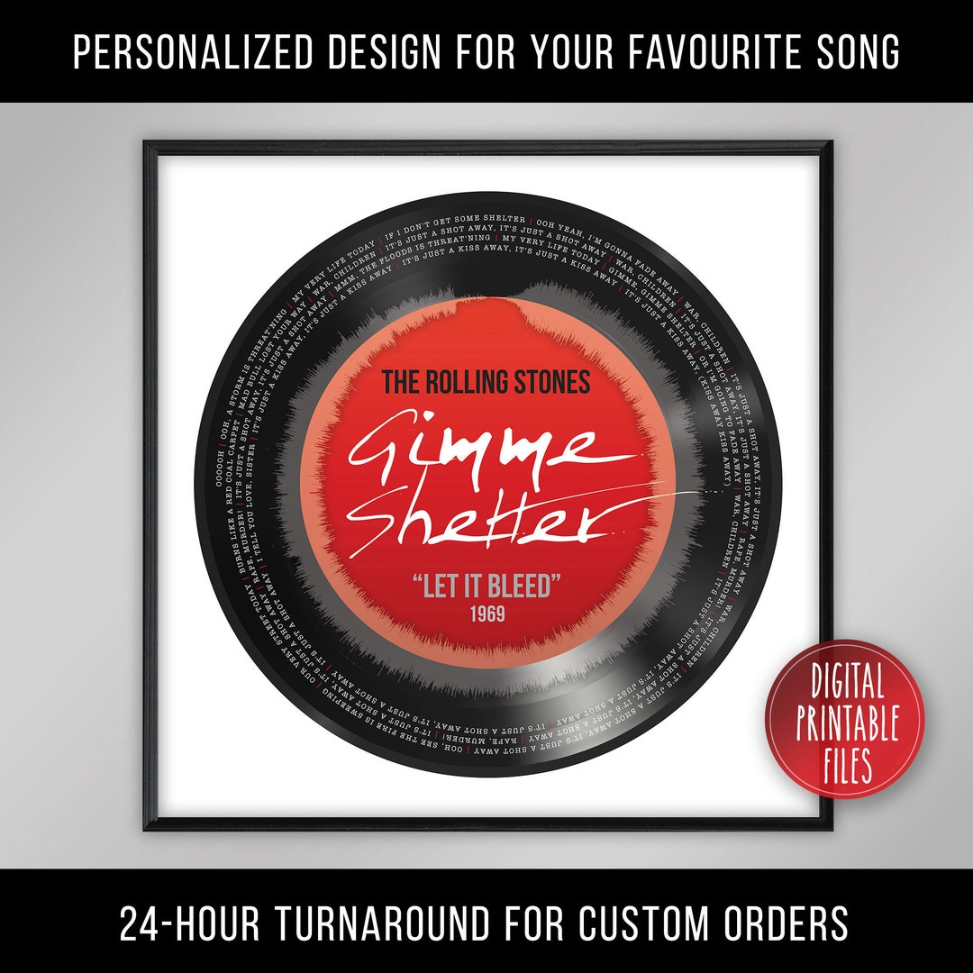 Gimme Shelter, Custom Radial Sound Wave and Lyrics Art, Printable ...