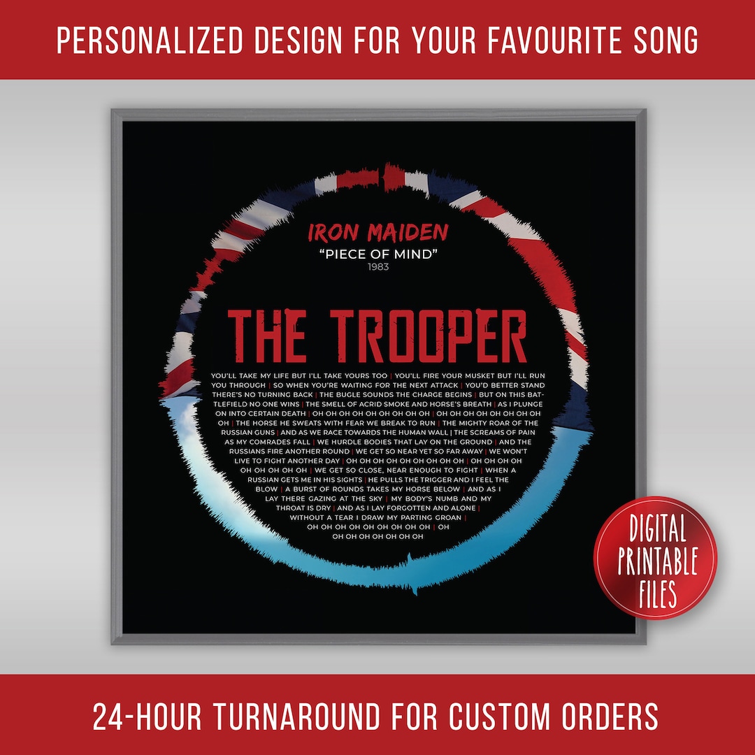 The Trooper, Custom Radial Sound Wave and Lyrics Art, Printable Digital ...