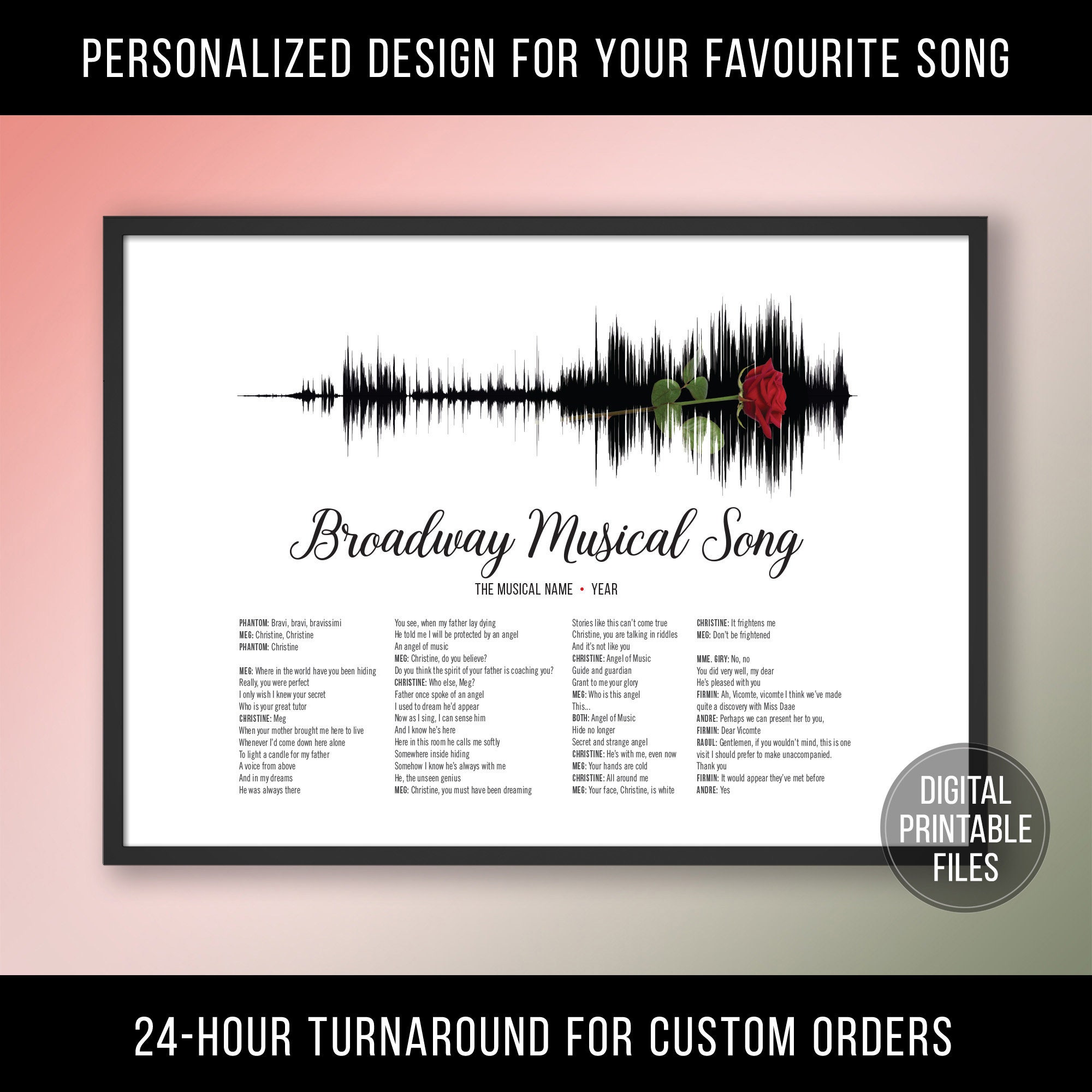 Non-stop, Broadway Musical Theatre Song Soundwave and Lyrics Art