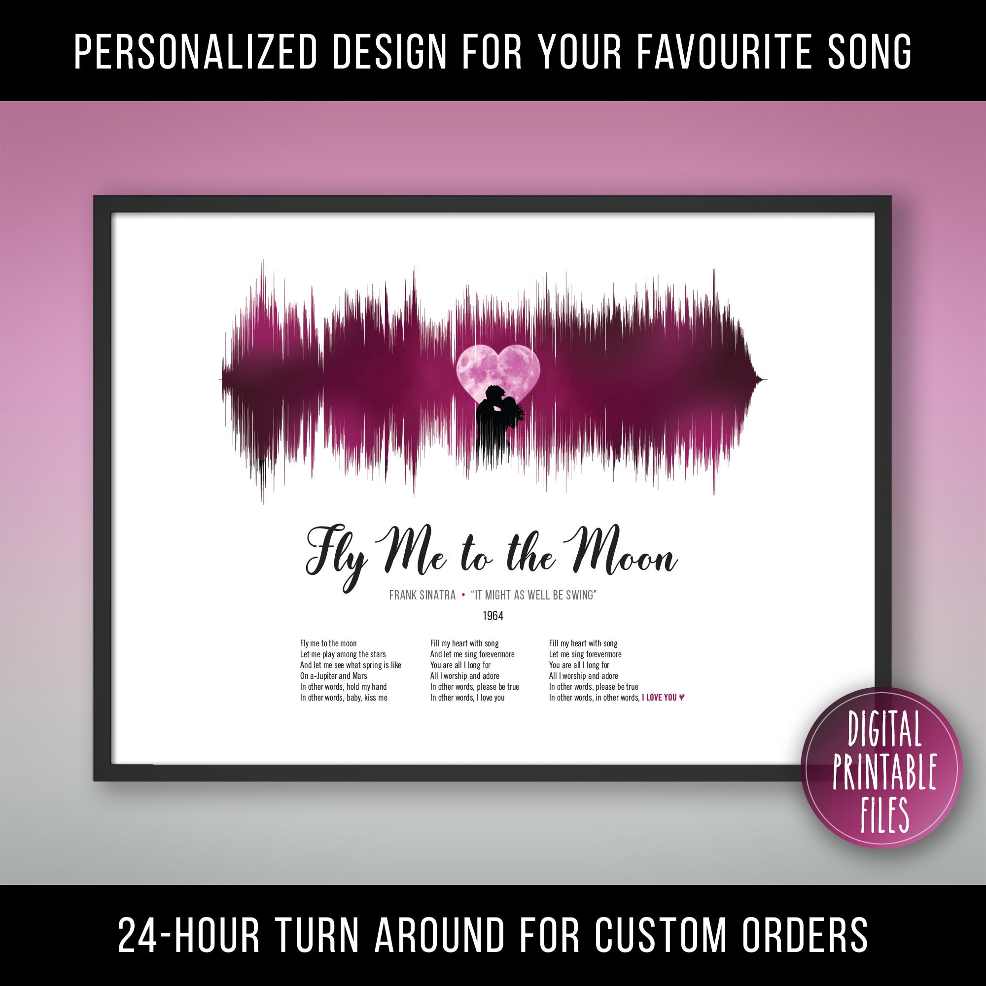 Learning to Fly Custom Sound Wave and Lyrics Art Printable 