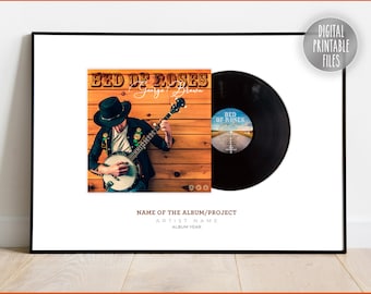 Your Song LP Album Cover and Record Photo Poster, Printable digital files, Custom design poster, Songwriter Musician Personalized print gift