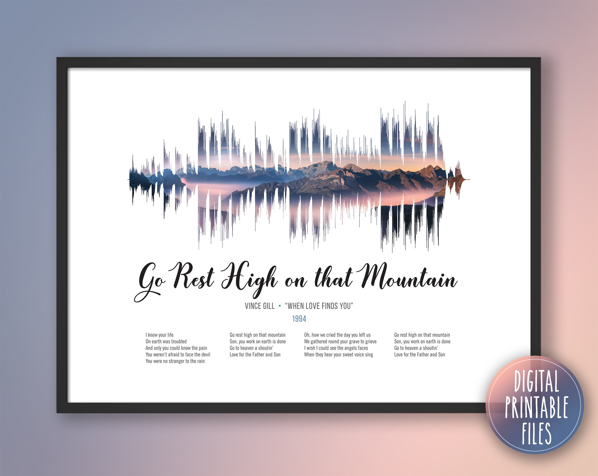Go Rest High on That Mountain, Custom Sound Wave Lyrics Art, Printable  Digital, Instant Download, Personalized Gift, in Memoriam Song Print -   New Zealand