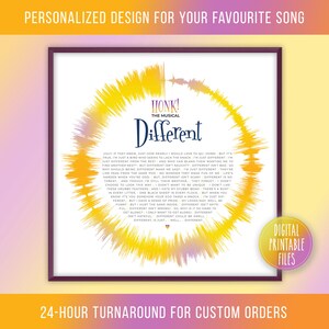 Different, Radial Sound Wave and Lyrics Art, Honk Broadway Musical Show ...