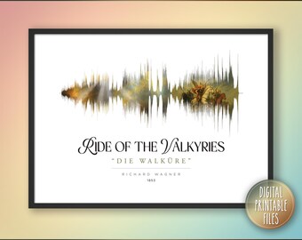 Ride of the Valkyries, Custom Sound Wave art, Printable digital poster, Instant download file, Personalized Classical music print gift