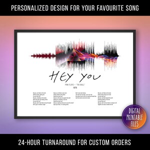 Hey You, The Wall, Custom Sound Wave and Lyrics art, Printable digital, Personalized Birthday print, Favourite song gift, Instant download