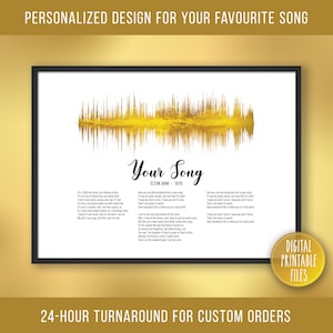 Your Song, Custom Sound Wave & Lyrics art, Printable digital, Instant download, Personalized Birthday Song print, Wedding Anniversary gift
