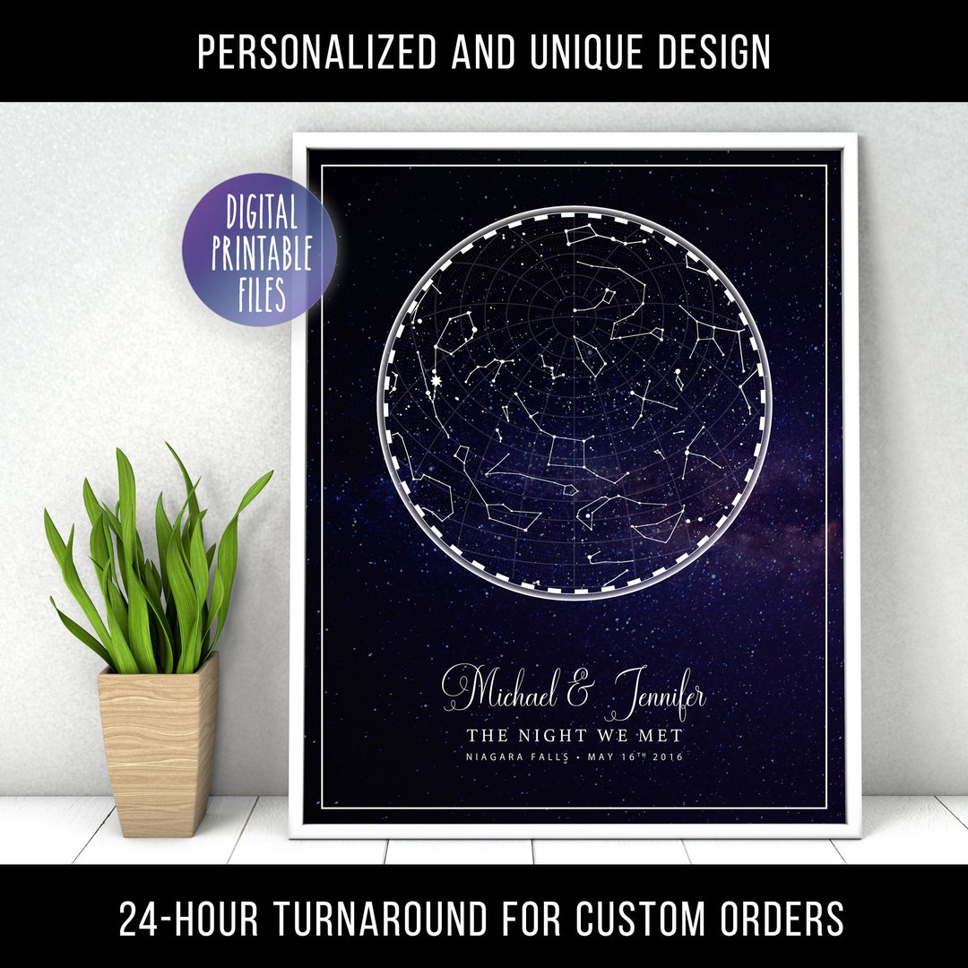 Star Map Art, Personalized Constellation Map, Custom Celestial Galaxy ...
