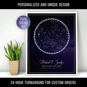 Arte de mapa estelar, mapa de constelaciones personalizado, póster de descarga digital imprimible de galaxia celestial personalizada, impresión de regalo de aniversario de gráfico de estrellas