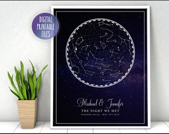 Arte de mapa estelar, mapa de constelaciones personalizado, póster de descarga digital imprimible de galaxia celestial personalizada, impresión de regalo de aniversario de gráfico de estrellas