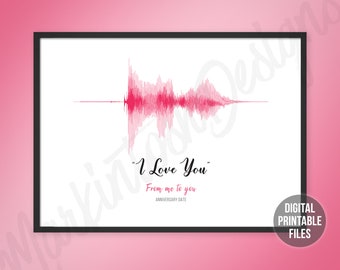 I Love You | Custom Soundwave From Audio File | Printable Digital