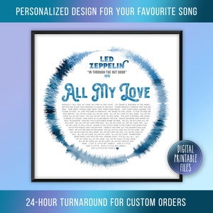 All My Love, Custom Radial Sound Wave & Lyrics Art, Printable Digital Poster, Personalized Birthday Anniversary Gift, Instant download Print