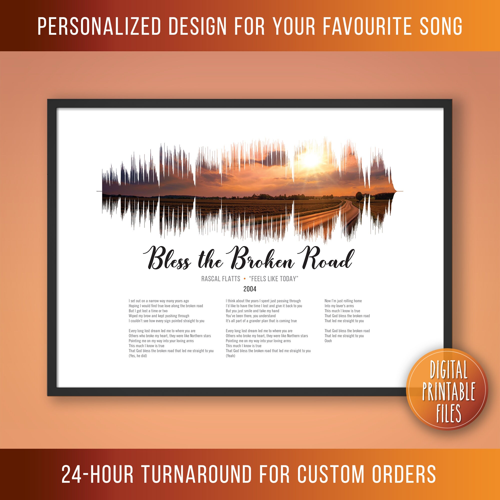 Bless the Broken Road, Custom Sound Wave Lyrics Art