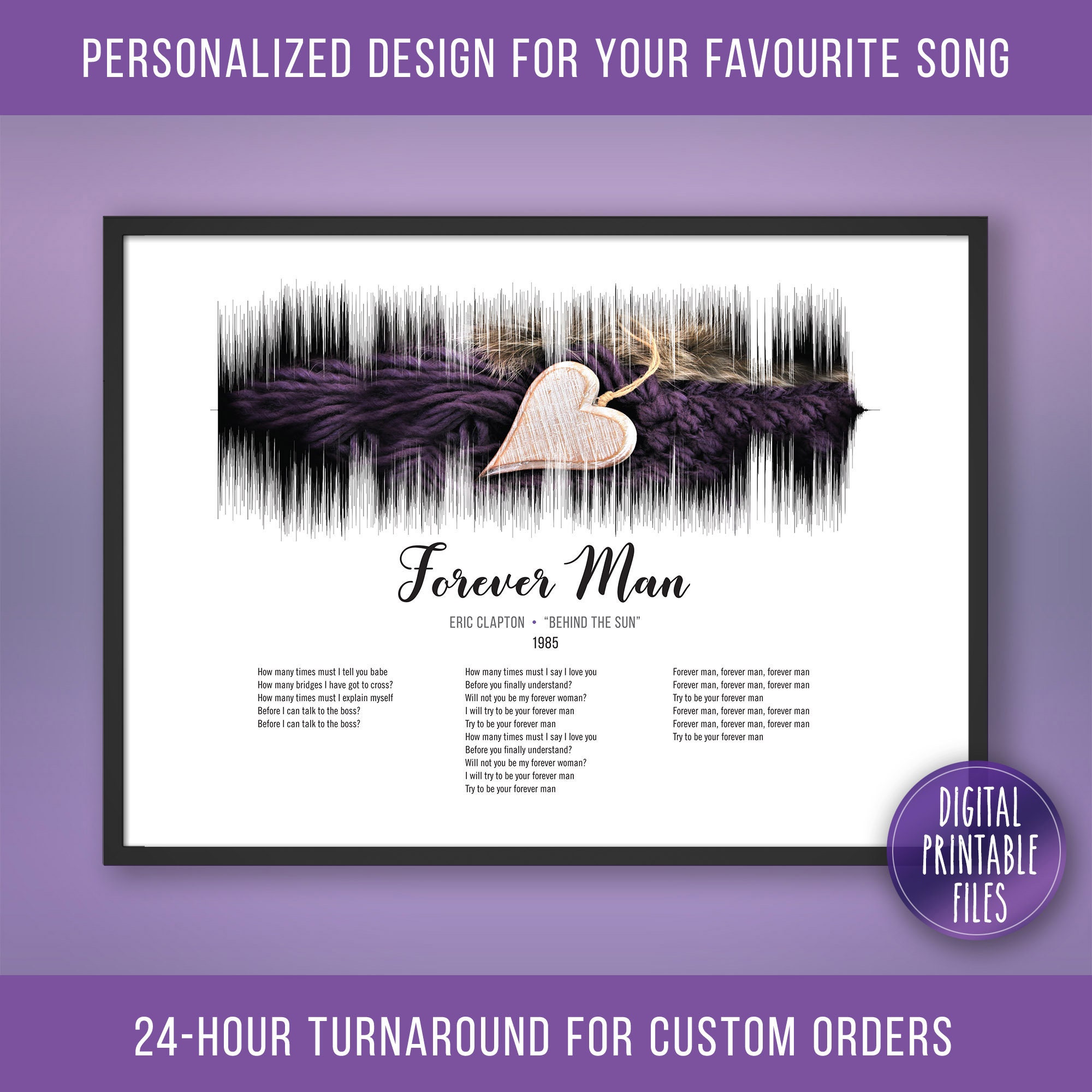 Forever Man, Custom Sound Wave & Lyrics Art, Printable Digital, Instant  Download, Personalized Birthday Print, Favourite Song Gift for Him -  UK