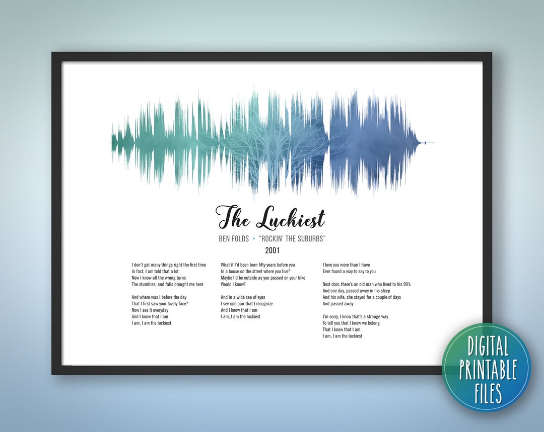 The Luckiest Custom Sound Wave Lyrics Art Printable Digital - Etsy