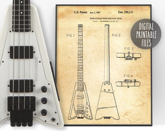 Steinberger Headless Bass Guitar Vintage Patent Drawing - Etsy
