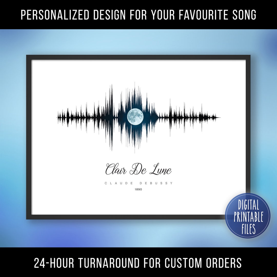 clair de lune【4年下社会11-18、5年上社会11-19回】 Clair De Lune, Custom Sound Wave Art, Printable Digital Poster