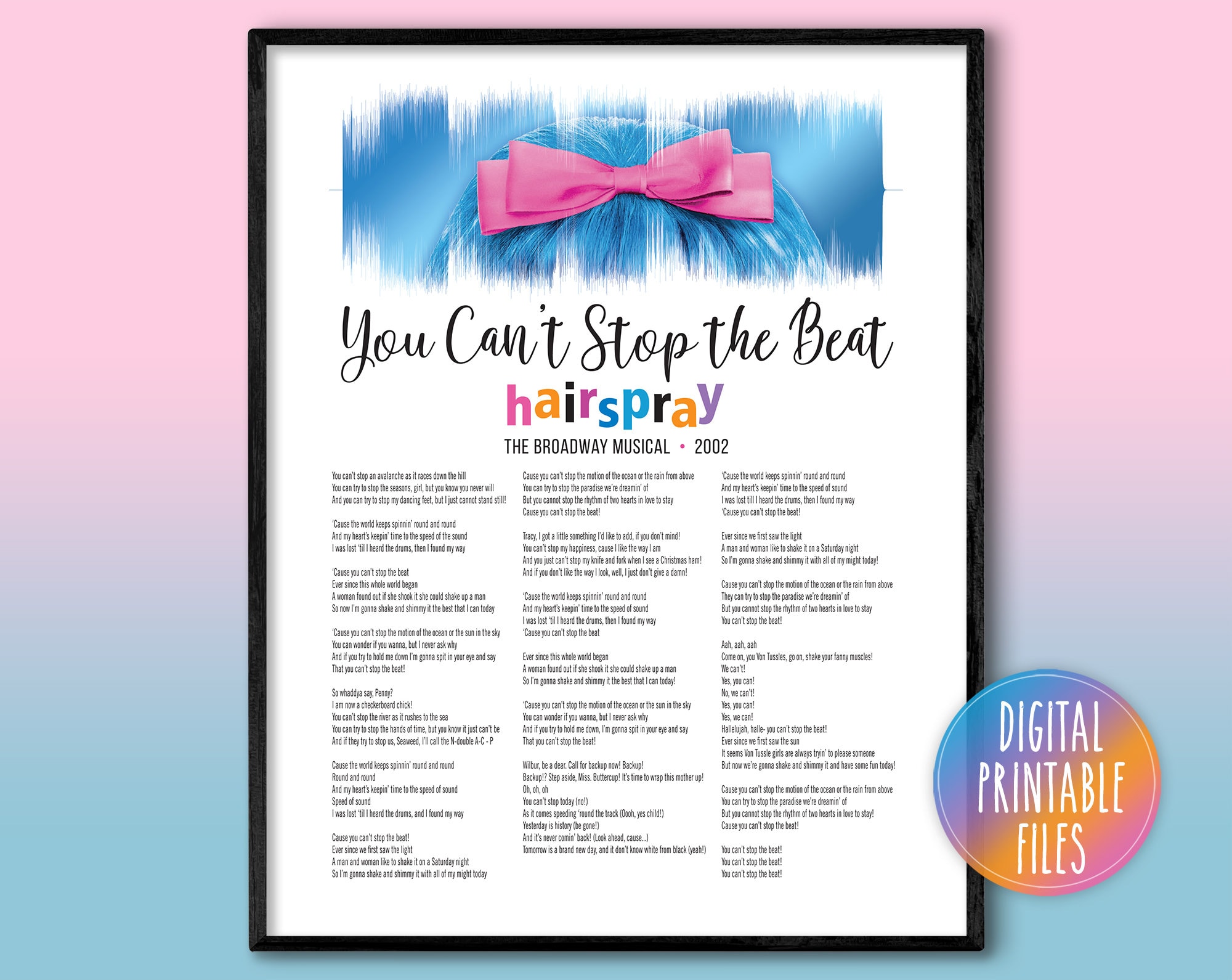 You Can't Stop the Beat, Broadway Musical Show Soundwave Lyrics