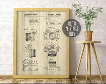 Vintage Canon Photographic Camera patent drawing poster, Digital Printable art, Instant download files, Personalized photographer print gift