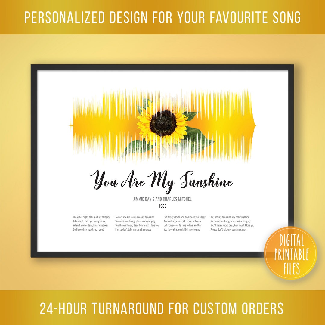 You Are My Sunshine Lyrics Wood Sign Laser Engraved Gift Children's Song