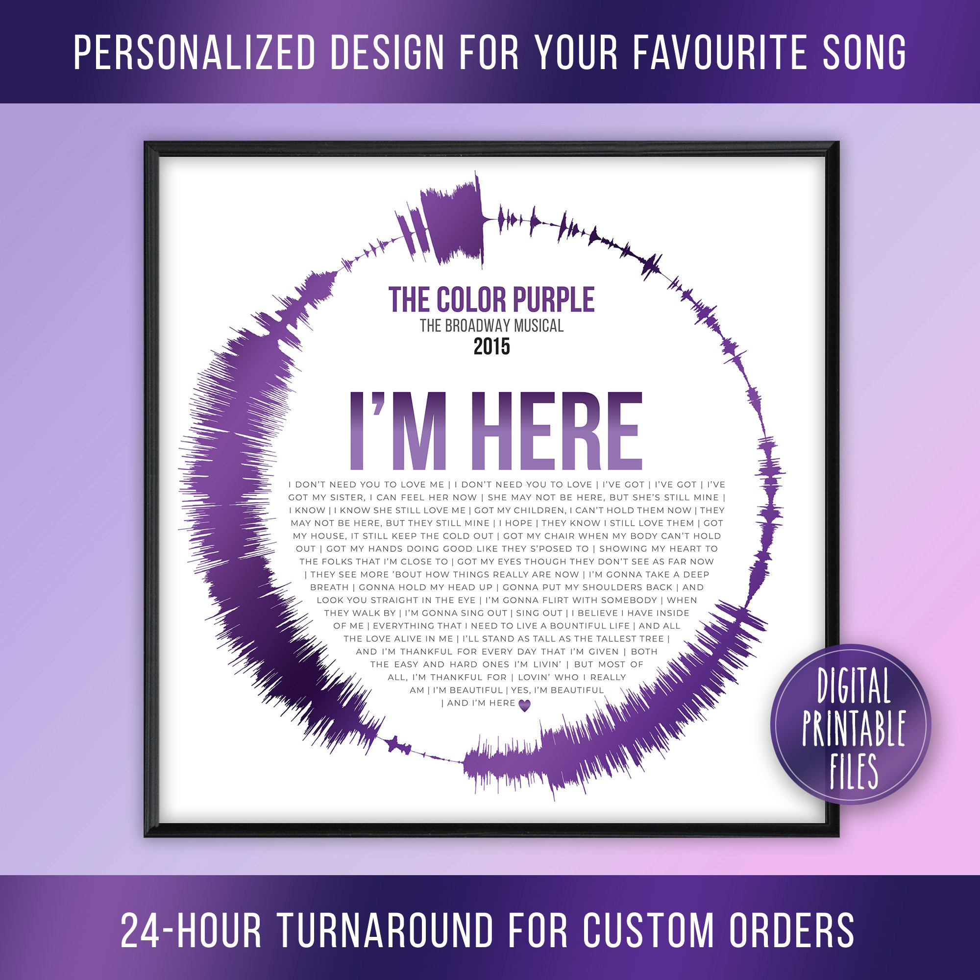 I'm Here, Radial Sound Wave & Lyrics Art, Broadway Musical Show