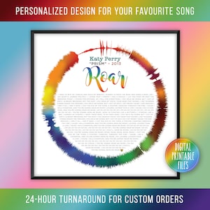 Katy Perry Roar Typography Music Song Lyric Wall Art Print - Song Lyric  Designs
