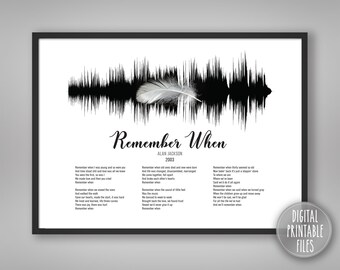 Remember When, Custom Sound Wave Lyrics art, Printable digital, Instant download, Personalized Birthday Memorial print, Wedding Anniversary