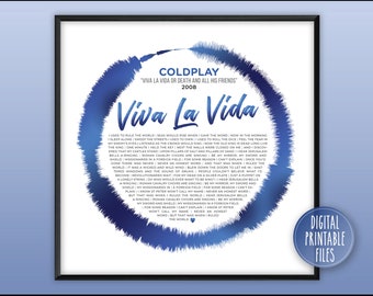 Viva La Vida, Custom Radial Sound Wave & Lyrics Art, Printable Digital Poster, Personalized Birthday print, Wedding Anniversary Gift for her