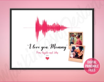 I love you Mommy | Personalized Sound Wave gift for mother | Printable digital soundwave file | Instant download files | Kids gift to mother