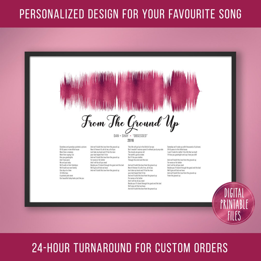 Buy From the Ground Up, Custom Sound Wave & Lyrics Art, Printable Digital,  Instant Download, Personalized Print, Wedding Anniversary Song Gift Online  in India 