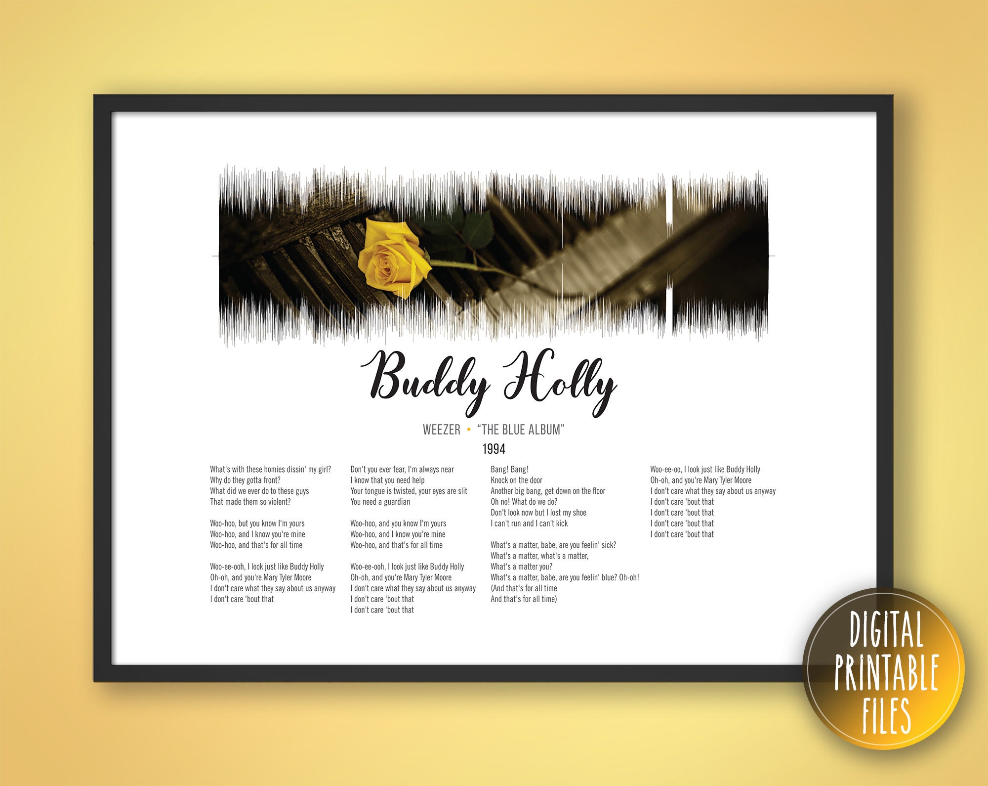 Buddy Holly Custom Sound Wave Lyrics Art Printable Etsy Australia