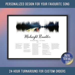 Midnight Rambler, benutzerdefinierte Schallwelle und Texte, bedruckbar digital, sofortiger Download, personalisierte Musikdruck, Hochzeit erste Tanzsong