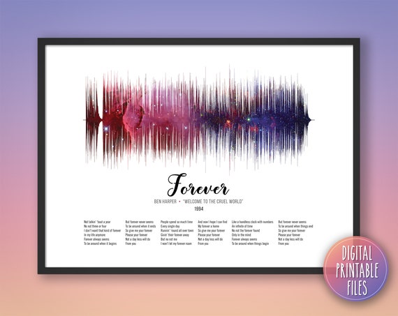 Forever, Custom Sound Wave & Lyrics Art, Printable Digital Files